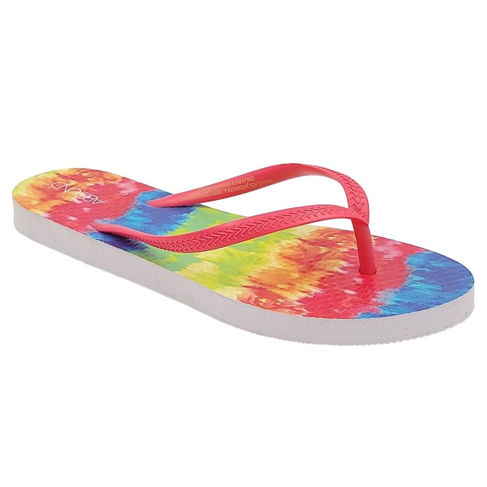 Abound Women Beach Pool Flip Flop Thong Sandals Leyo Size US 7 Rainbow Tie Dye